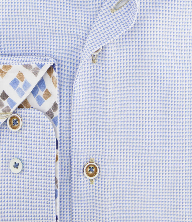 120.WSP.022 overhemd lichtblauw structuur met contrast