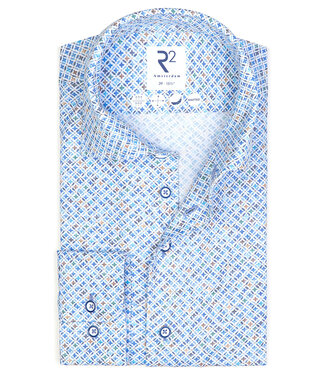 overhemd bruin blauw grafische print