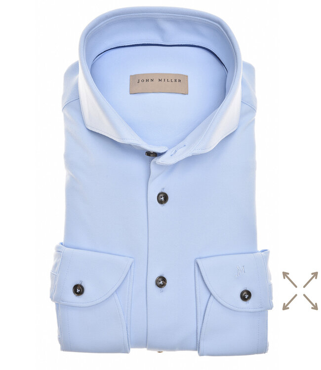 John Miller 5140879 130 lichtblauw structuur heren overhemd hyperstretch