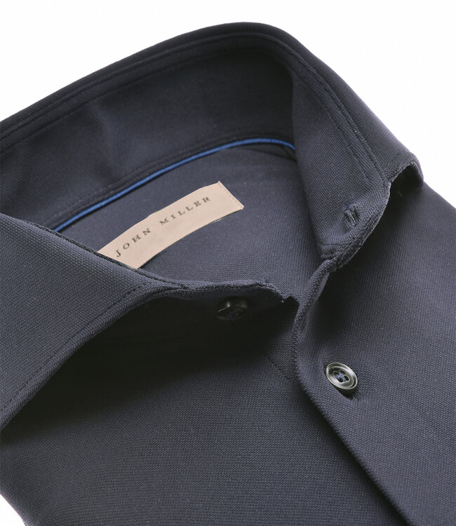 John Miller 5140879 190 donkerblauw structuur heren overhemd hyperstretch