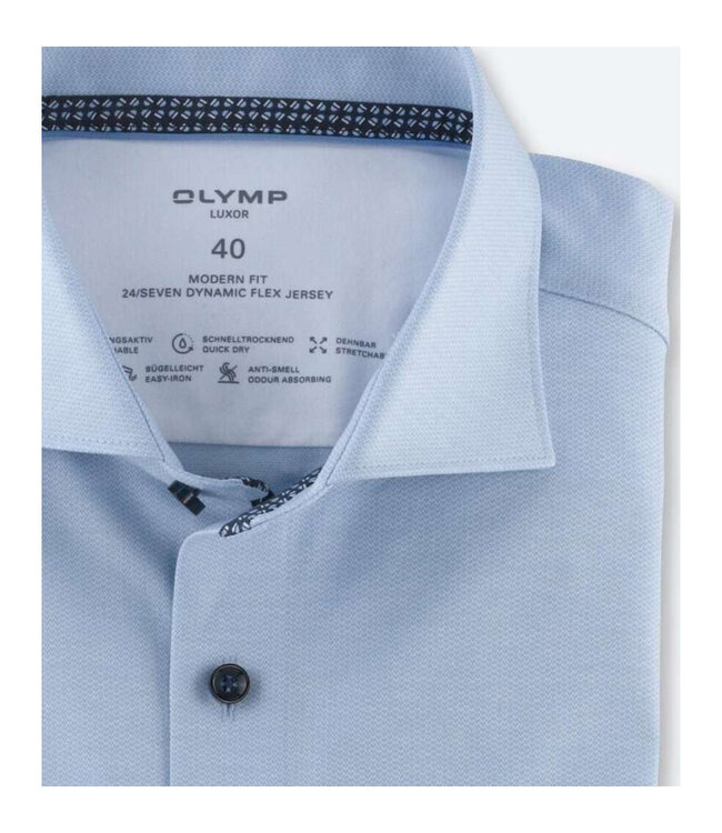 Olymp 1207 24 11 olymp overhemd lichtblauw structuur dynamic flex jersey