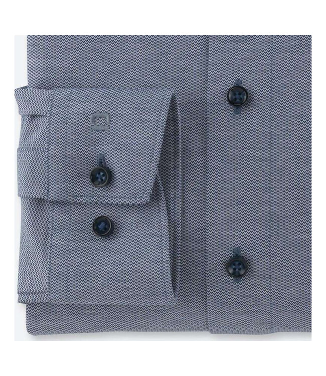 Olymp 1207 24 18 olymp overhemd donkerblauw structuur dynamic flex jersey