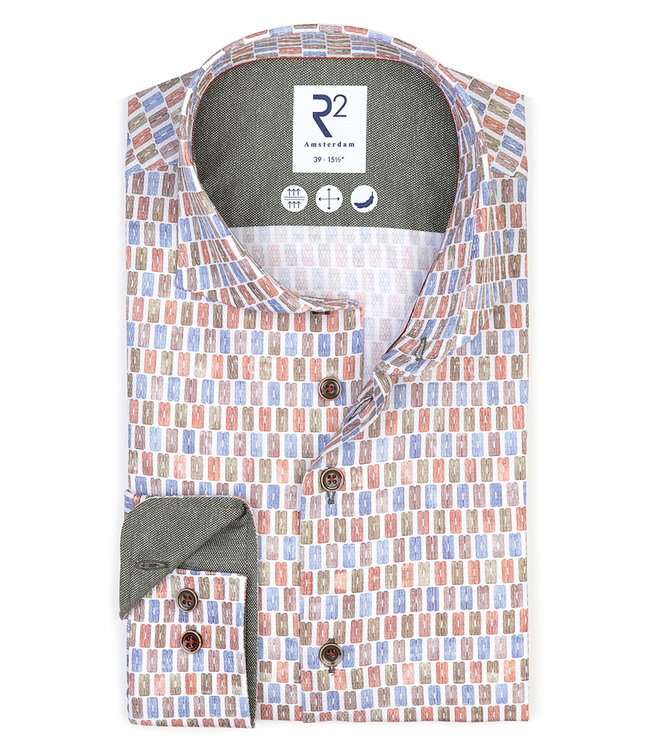 speciale grafische print wit oranje blauw