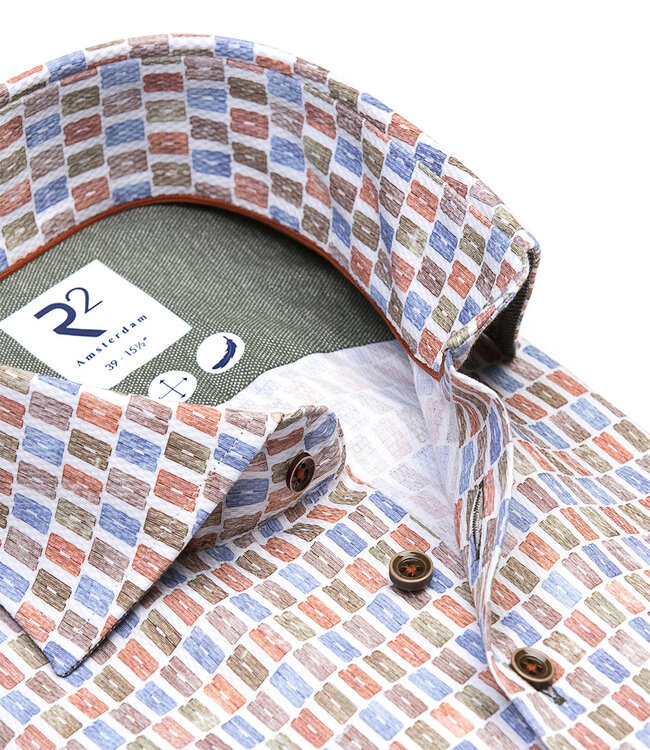 speciale grafische print wit oranje blauw