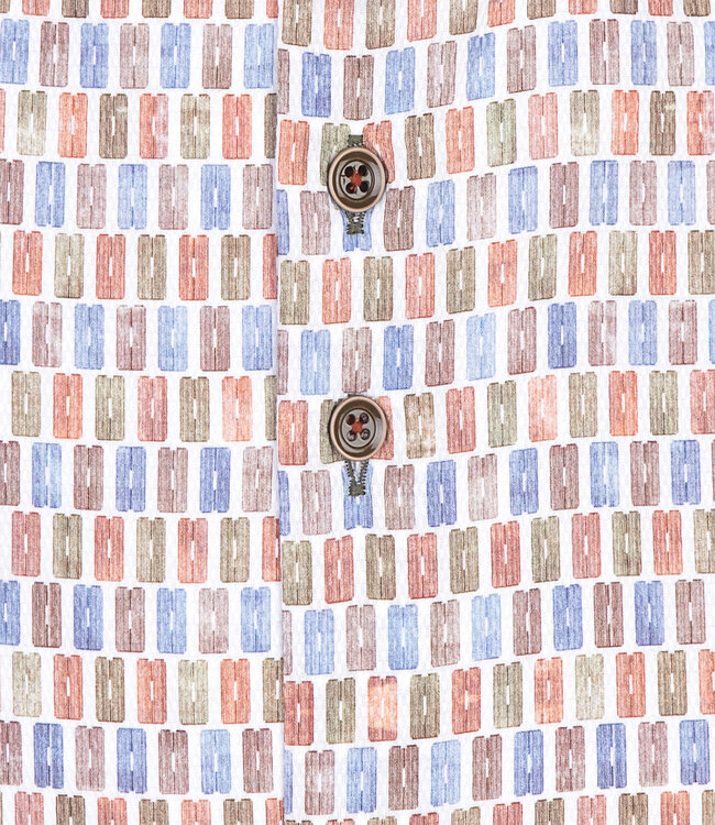 speciale grafische print wit oranje blauw