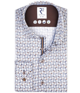 speciale grafische print wit bruin blauw