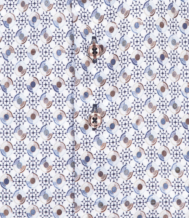 122.WSP.061 overhemd speciale grafische print wit bruin blauw