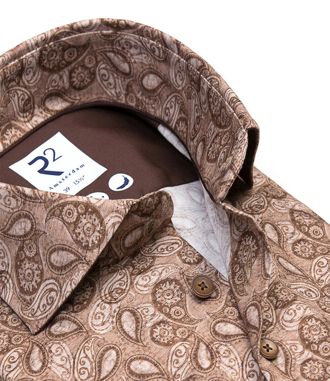 122.WSP.021 overhemd bruin paisley print 1knoops wide spread bruine knopen