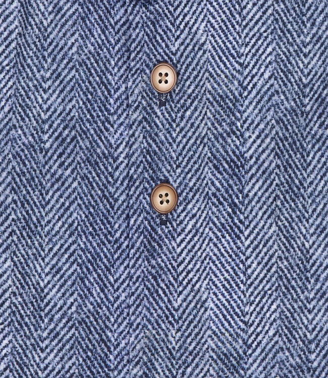 122.WSP.022 heren overhemd jeans blauw visgraat print