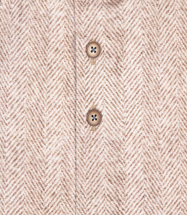122.WSP.022 heren overhemd beige bruin visgraat print