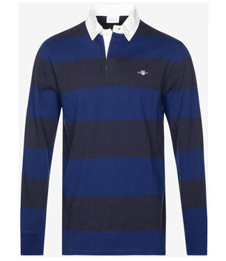 Gant donkerblauw kobaltblauw heren streep rugby shirt sweater