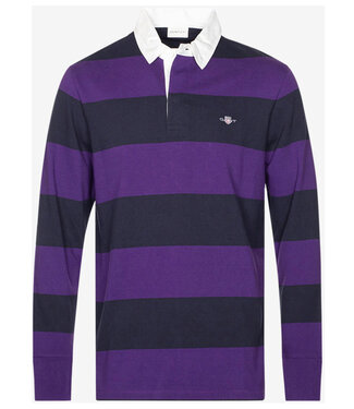 Gant donkerblauw donkerpaars heren streep rugby shirt sweater