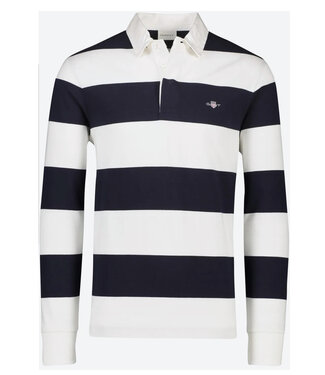 Gant wit-donkerblauw heren streep rugby shirt sweater