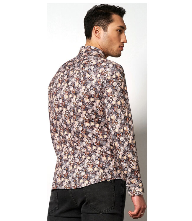 Desoto 67328-3 220 overhemd bruin brique grijs bloemenprint