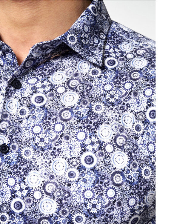 Desoto 67128-3 523 overhemd blauw donkerblauw wit bloemenprint