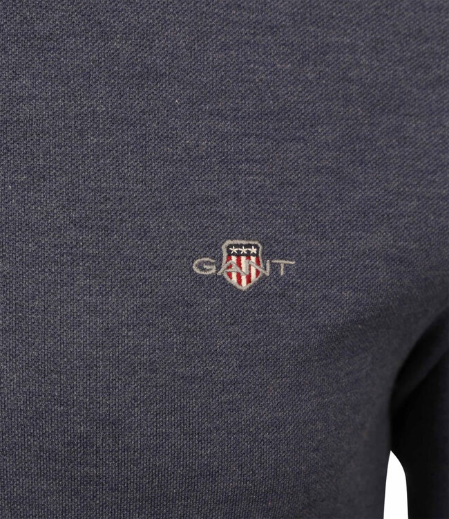 Gant gant heren polo jeans blauw melange lange mouw