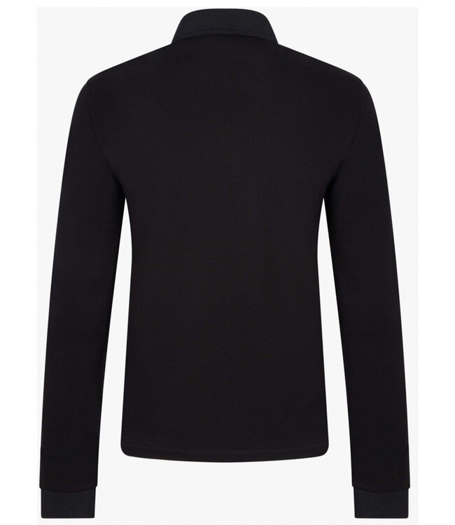 Cavallaro heren Basso polo lange mouw long sleeve zwart katoen stretch