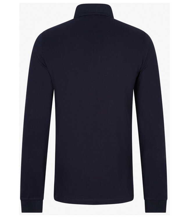 Cavallaro heren Basso polo lange mouw long sleeve donkerblauw katoen stretch