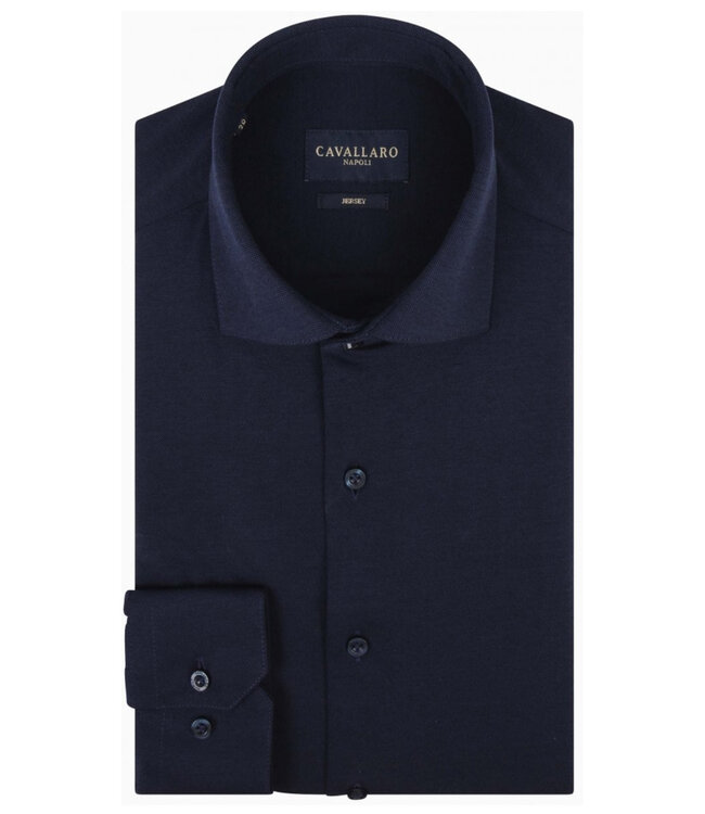Cavallaro 110999116  699 heren jersey pique overhemd piquo shirt donkerblauw