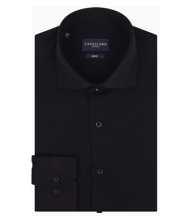 Cavallaro 110999116  999 heren jersey pique overhemd piquo shirt zwart