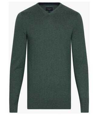 Cavallaro heren groen v-hals trui merino wol