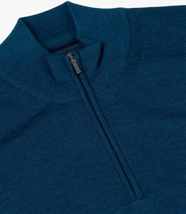 Cavallaro heren petrol blauw zipper trui  met ritsje