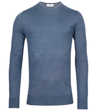 Thomas Maine heren blauw ronde hals trui merino wol