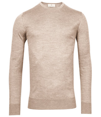 Thomas Maine heren beige ronde hals trui merino wol