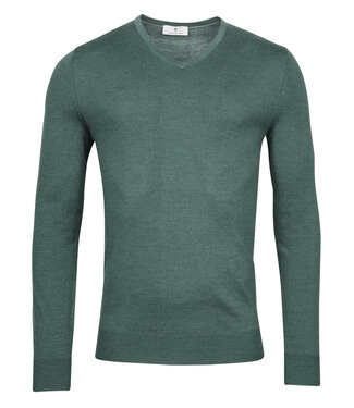 Thomas Maine heren groen v-hals trui merino wol