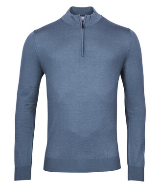 Thomas Maine heren blauw zipper trui ritsje merino wol