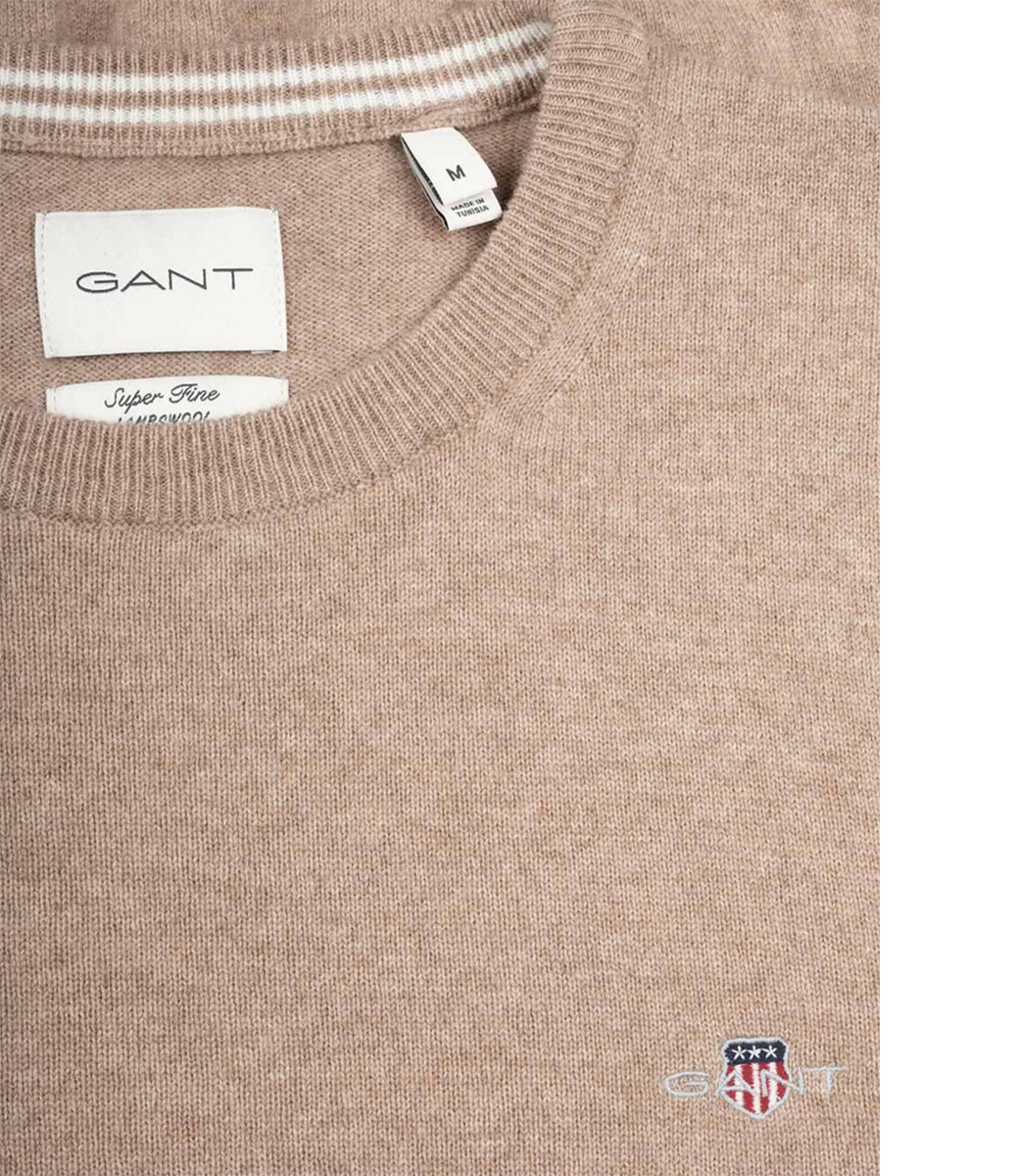 Gant trui roze katoen ronde hals | Schulte Herenmode