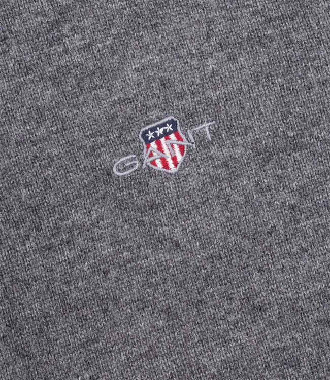 Gant 87213 90 heren charcoal melange zipper trui ritsje superfine lamswol