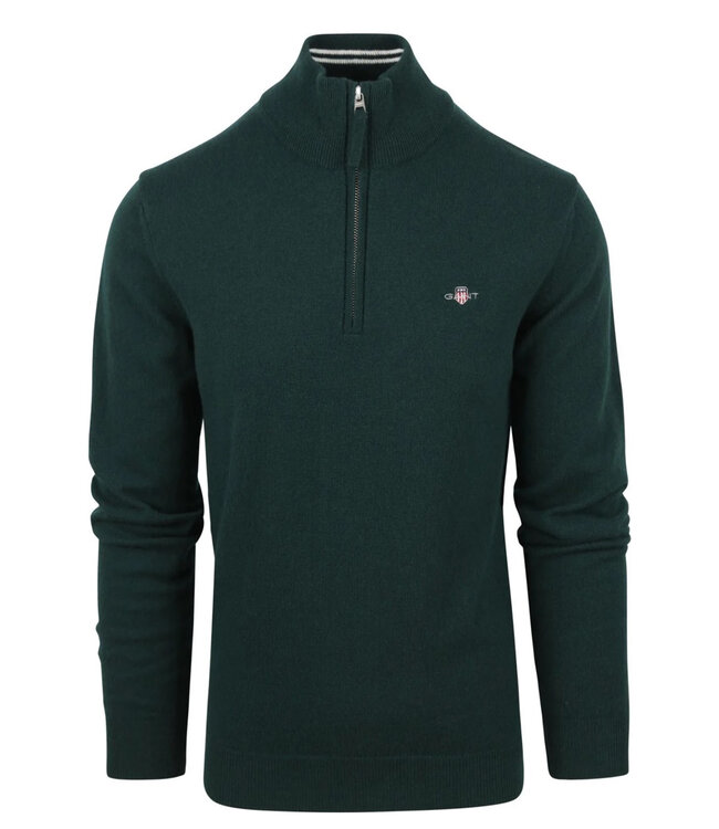 Gant 87213 374 heren donkergroen zipper trui ritsje superfine lamswol