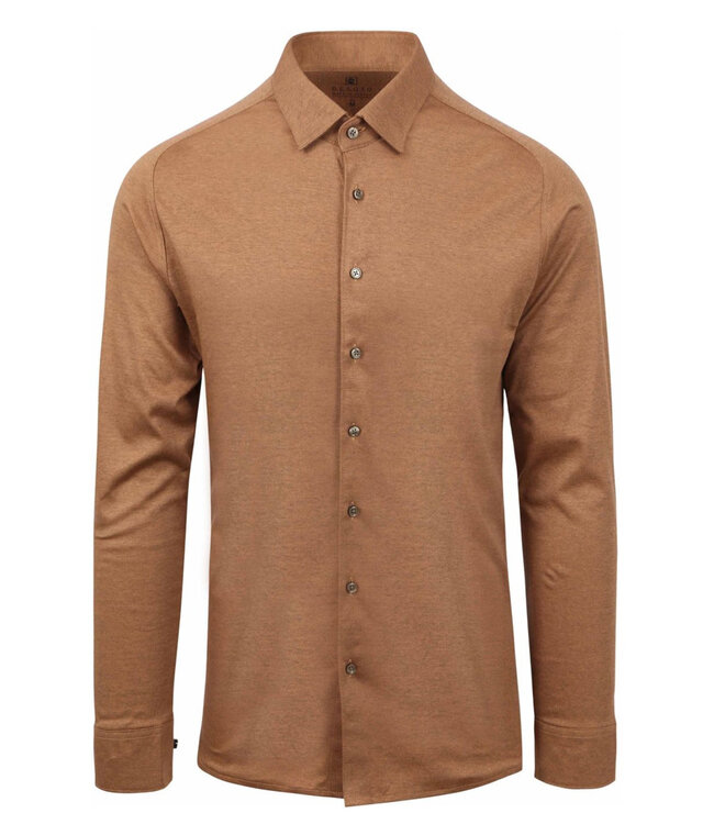 Jersey shirt raglan mouwinzet beige bruin sand pique wide spread