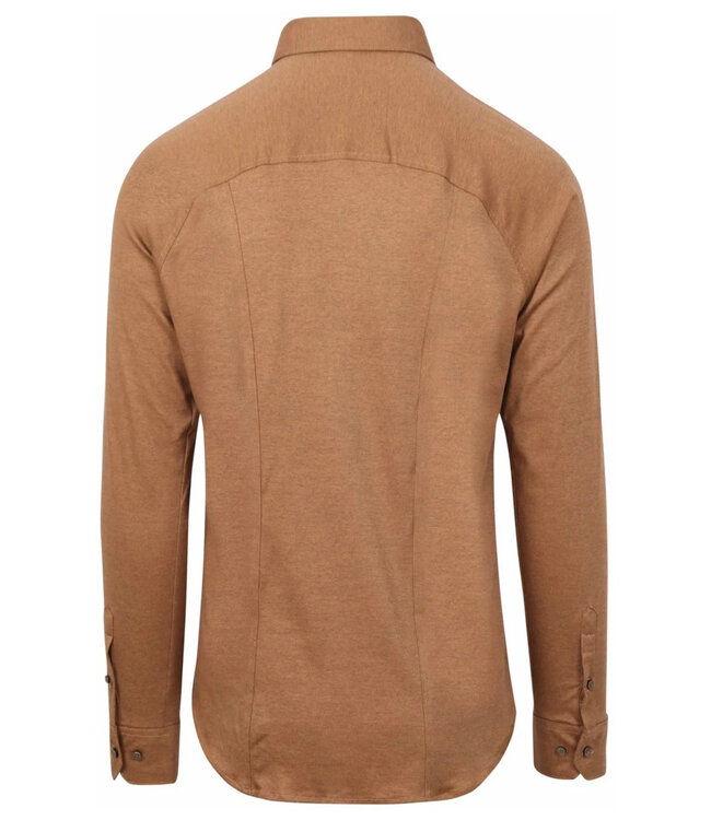 Jersey shirt raglan mouwinzet beige bruin sand pique wide spread