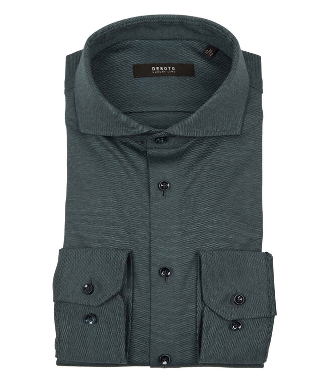 Desoto Luxury 30008-30 691 heren overhemd slim fit petrol groen supima jersey piquee katoen