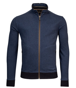 heren vest jeans blauw structuur ritsen