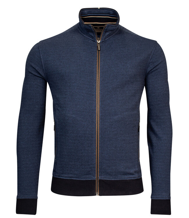 322296-60  heren vest jeans blauw met rits en zakken