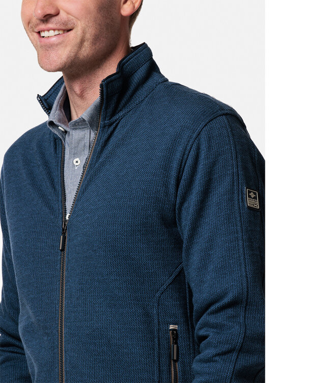 322296-60  heren vest jeans blauw met rits en zakken