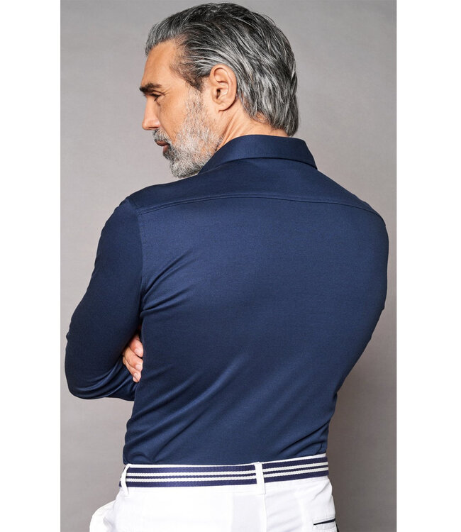 Desoto Luxury 30008-30 506 heren overhemd slim fit donkerblauw supima jersey piquee katoen