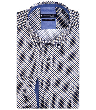 donkerblauw beige grafische print