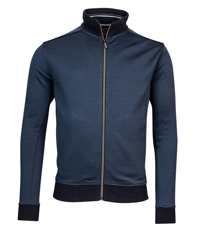 322287-60 heren vest met rits en zakken donkerblauw blauw structuur