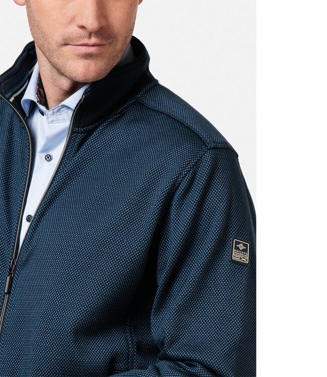 322287-60 heren vest met rits en zakken donkerblauw blauw structuur