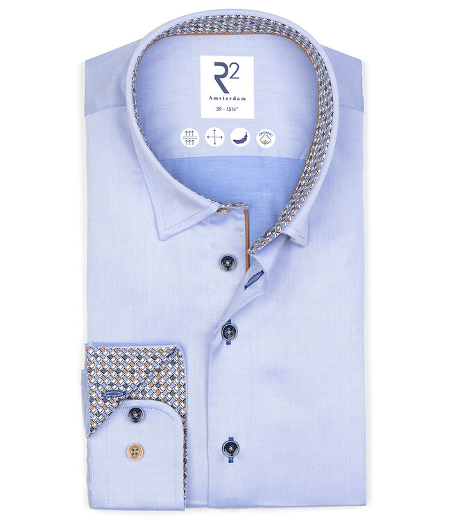 122.HBD.018 overhemd lichtblauw 1knoops button under