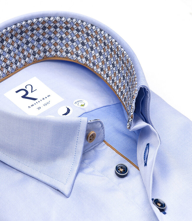 122.HBD.018 overhemd lichtblauw 1knoops button under