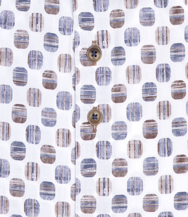 122.WSP.016 overhemd donkerblauw bruin speciale print