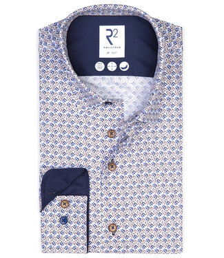 overhemd wit bruin blauw grafische print