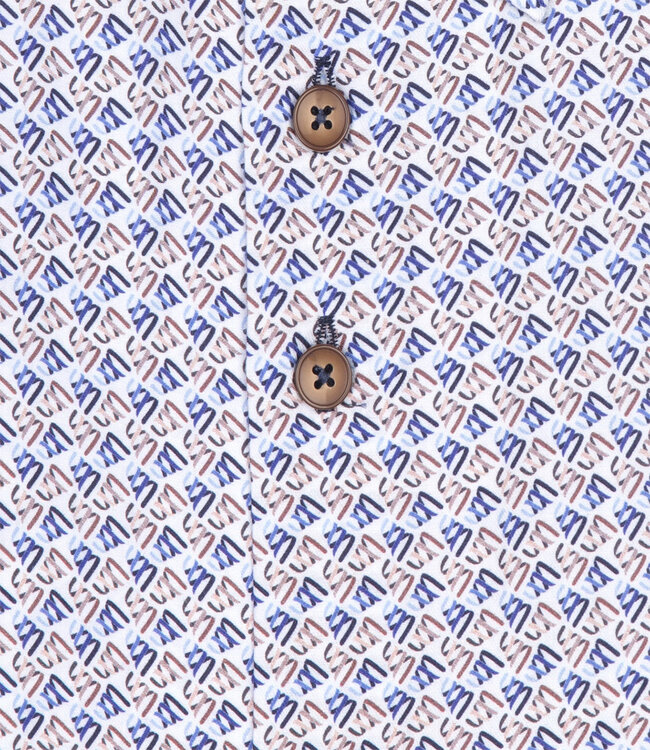 123.HBD.018/014 overhemd wit bruin blauw grafische print