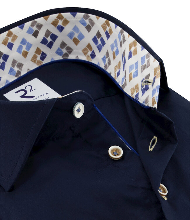 120.WSP.XLS.020 heren overhemd donkerblauw 1knoops wide spread mouwlengte 7