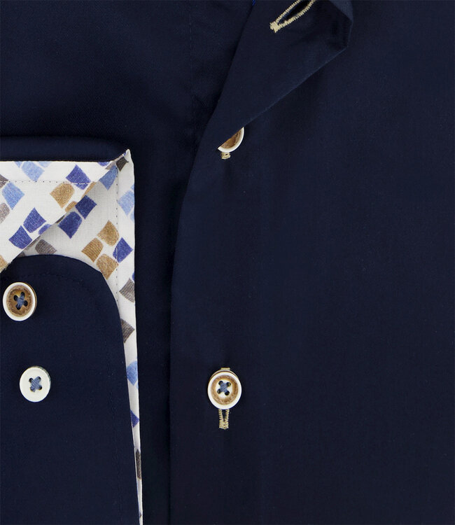 120.WSP.XLS.020 heren overhemd donkerblauw 1knoops wide spread mouwlengte 7